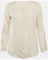 BOSS - Off- Crepe Button Front Blouse - Lyst