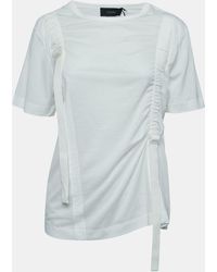 JOSEPH - Off Cotton Adjustable Strap Detailed Half Sleeve T-Shirt - Lyst