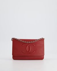 Chanel - Wallet On Chain Bag Cc Stitched Logo Caviar Leather With Silver Hardware - Lyst