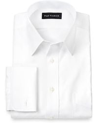 Paul Fredrick - Tailored Fit Non-Iron Cotton Pinpoint Point Collar French Cuff Dress Shirt - Lyst