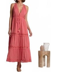 Elan - Sleeveless V-Neck Lace Border Maxi Dress - Lyst