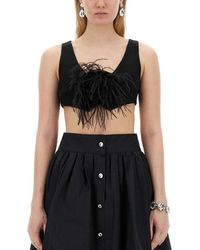 Moschino - Cropped Vest With Feather Embellishment - Lyst