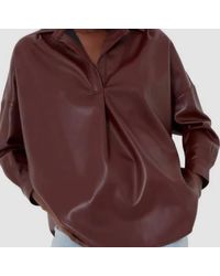 French Connection - Faux Leather Pop Over Shirt - Lyst