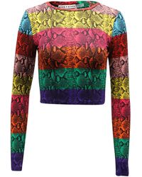 Alice + Olivia - Rainbow Snake Print Crop Top - Lyst