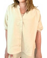 Risen - Short Ruffle Sleeve Button Down Top - Lyst