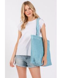 Fashnzfab - Solid Crochet Straw Bag - Lyst