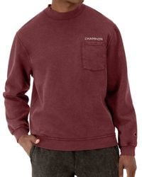 Champion - Washed Pocket Crewneck Sweatshirt - Lyst