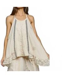 Pol - Halter Neck Double Gauze Lace Ruffle Sleeveless Top - Lyst