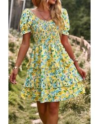 TRUEDAMES - Floral Print Off Shoulder Flounce Sleeve Ruffle Hem Dress - Lyst