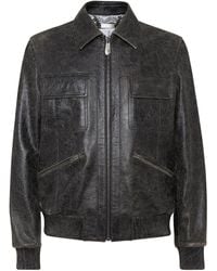 Philipp Plein - Leather Coster Bomber Jacket Ls - Lyst