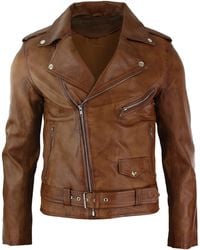 TruClothing - Cowhide Motorcycle Cross Zip Biker Jacket - Lyst