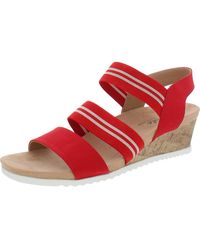 LifeStride Sunshine Stripes Slingback Wedge Sandals - Red