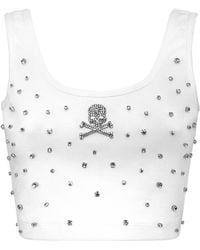 Philipp Plein - Jersey Rib Cropped Top Stones - Lyst