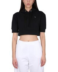 Raf Simons - Cropped Sweatshirt With Drawstring Hood - Lyst