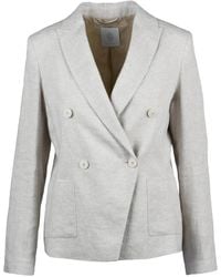 Eleventy - Double-Breasted Linen Viscose Jacket - Lyst