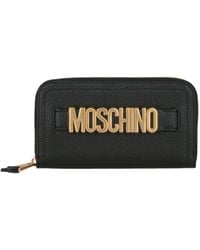 Moschino - Zip Around Leather Wallet - Lyst