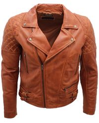 Infinity Leather - Quilted Leather Biker Jacket-Bordeaux - Lyst