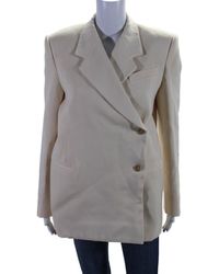 KHAITE - Wool Lined Collared Open Front Button Blazer Cream - Lyst