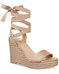INC - Maxx Faux Suede Open Toe Wedge Sandals - Lyst