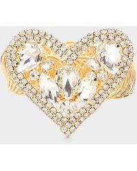 Fashnzfab - Marquise Teardrop Stone Cluster Embellished Rhinestone Paved Heart Pointed Adjustable Evening Bracelet Arm Cuff Clear - Lyst