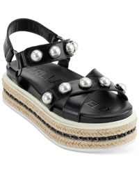 Karl Lagerfeld - Pazya Leather Open Toe Platform Sandals - Lyst