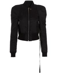 Rick Owens - Cropped Zip Padded Bomber Jacket With Puff Shoulder And Side Zip - Lyst