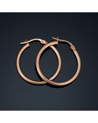 Fremada - 10k Rose Polished Hoop Earrings (2x20 Mm) - Lyst