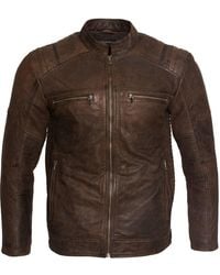 Infinity Leather - Buff Leather Racer Biker Jacket-Vienna - Lyst