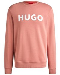 HUGO - Cotton-Terry Regular-Fit Sweatshirt With Logo Print - Lyst