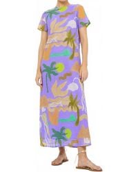 Oliphant Mandarin Balloon Sleeve Midi Dress in Blue | Lyst