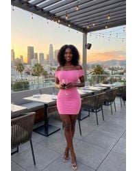 TRUEDAMES - Off Shoulder Mini Dress With Open Back - Lyst