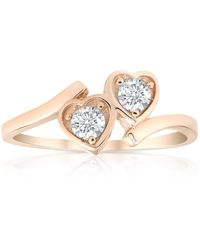 Pompeii3 - 1/3ct Diamond Solitaire Two Stone Forever Us Heart Shape Ring - Lyst