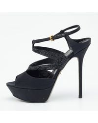 Sergio Rossi - Satin Embellished Ankle Strap Sandals - Lyst