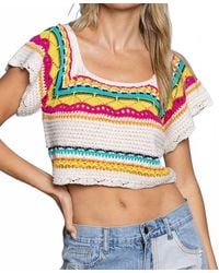 Pol - Crochet Cropped Sweater Top - Lyst