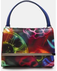 Carolina Herrera - Color Printed Fabric And Leather Metal Flap Top Handle Bag - Lyst