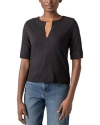 Lilla P - Cuff Sleeve Split Neck Top - Lyst