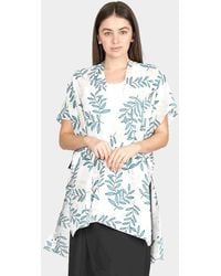 TRUEDAMES - Leaf Patterned 28" X 34" Cover Up Kimono Poncho - Lyst
