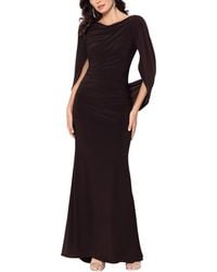 Betsy & Adam - Ruched Polyester Evening Dress - Lyst