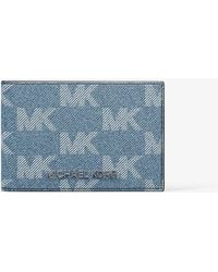 Michael Kors - Cooper Medium Logo Jacquard Denim Wallet - Lyst