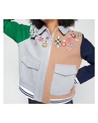 Vilagallo - Long Sleeve Zip Collared Bomber Jacket - Lyst