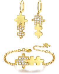 Classicharms - Jigsaw Puzzle Drop Earrings And Bracelet Set - Lyst