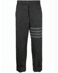 Thom Browne - Tailored Cropped Suit Pants With Herringbone Texture And Four-Stripe Detail - Lyst