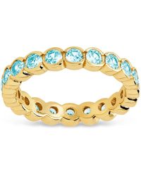 Sterling Forever - Sterling Aquamarine Helene Bezel Eternity Band Ring - Lyst