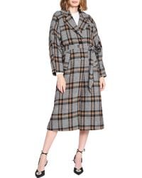 En Saison - Checkered Cold Weather Trench Coat - Lyst