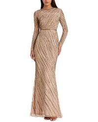 Mac Duggal - Long Sleeve Beaded Column Gown - Lyst