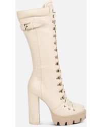 LONDON RAG - Magnolia Cushion Collared Lace Up Boots - Lyst