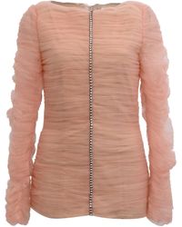 KHAITE - Vienna Crystal-Embellished Pleated-Tulle Top - Lyst