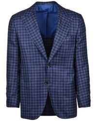 Kiton - Checkered Cashmere-Silk-Linen Blazer - Lyst