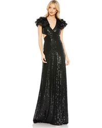 Mac Duggal - Sequined Ruffled Cut Out Lace Up Gown - Lyst