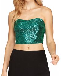 She + Sky - Sequin Crop Tube Top - Lyst